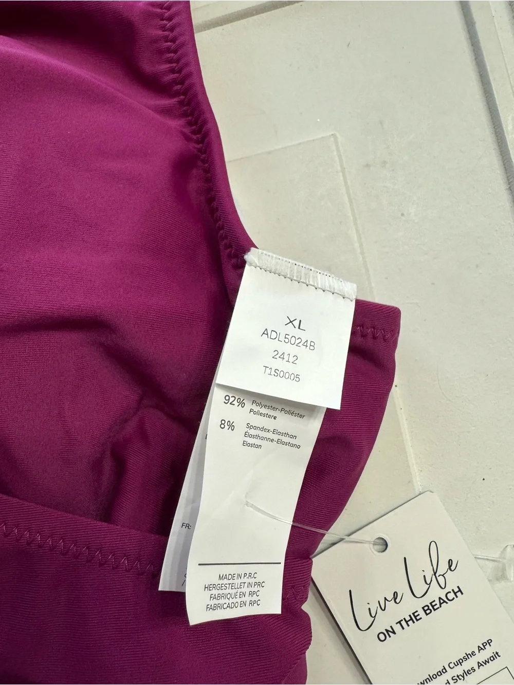 Cupshe NWT Women’s Sz XL Burgundy Maroon Cross Front Bikini Top - Picture 3 of 5